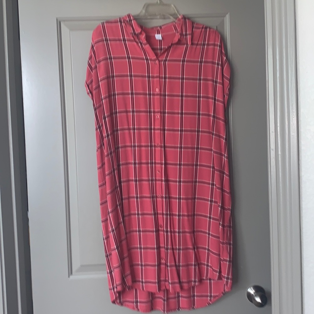 Old navy XL pink plaid dress short sleeve